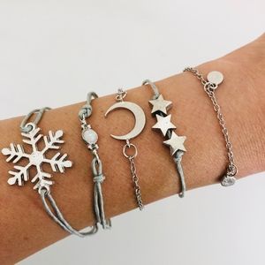 Jewelry - 5 Piece Boho Charm Bracelet Set Snowflake Stars Jewelry - 5 Piece Boho Charm Bracelet Set Snowflake Stars